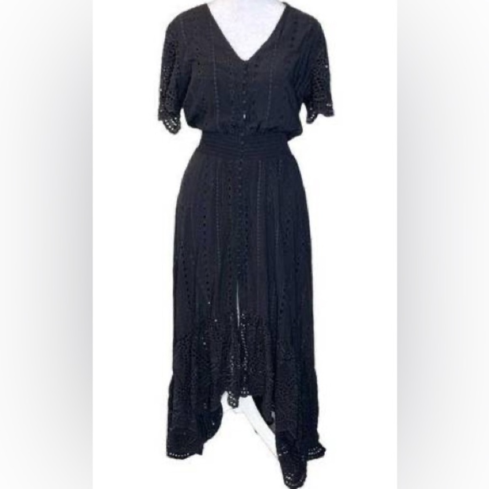Young Fabulous and Broke Black Eyelet Maxi Dress High Low
